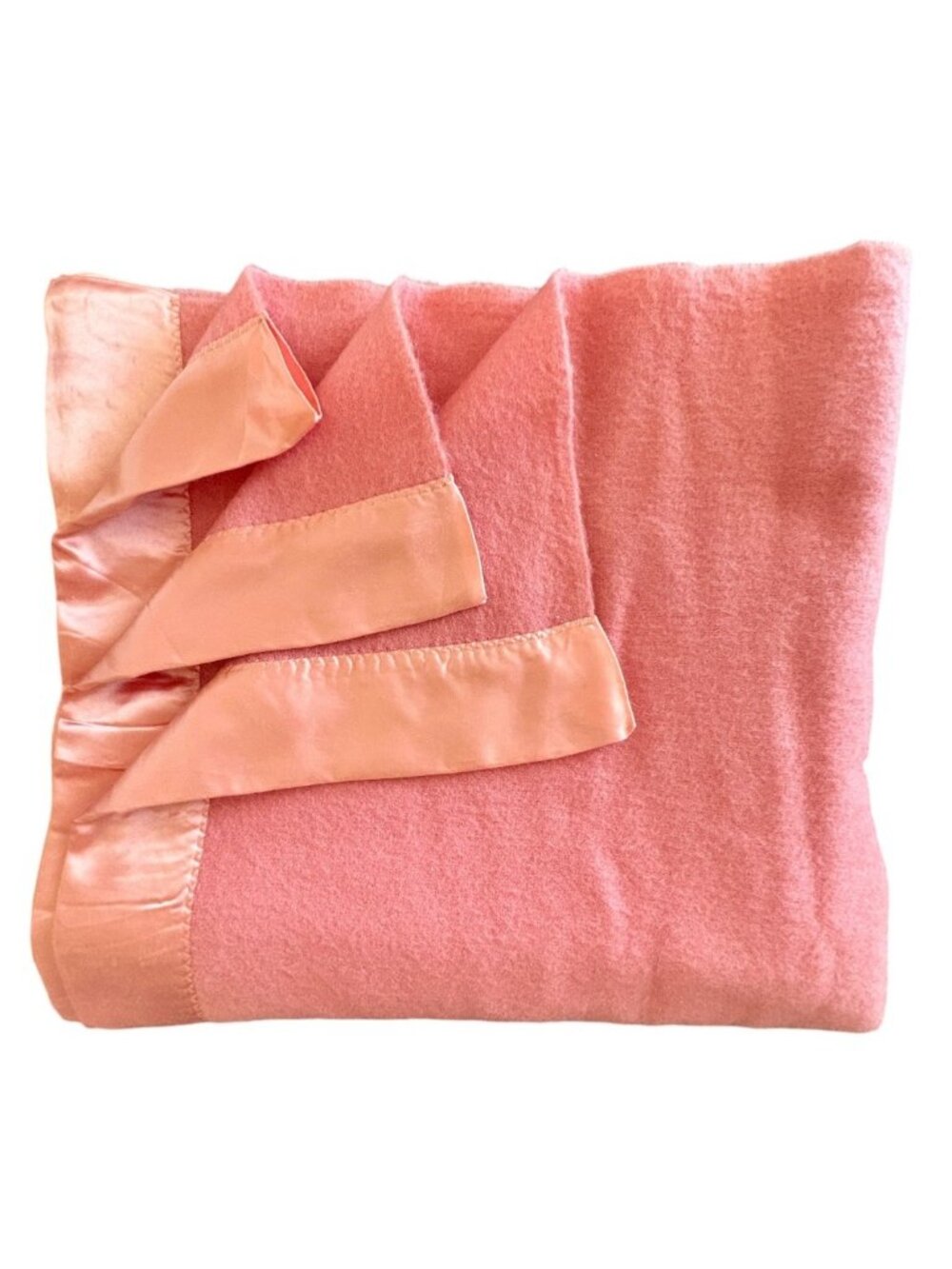 VTG Wool Blanket With Satin Trim Harmony House Launderite Full Size